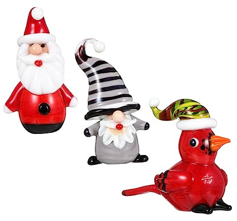 Garneck 3St Weihnachts Glas Ornamente Vogelhandwerk aus Glas weihnachtsvogelverzierung Dekor Weihnachtsmann-Ornament aus Glas Mini-Weihnachtsfiguren Handbuch Statue Glas Vogel schmücken