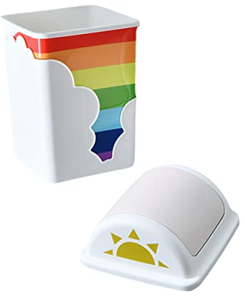 BUGUUYO Küchenmülltonne 1 Stück Kinderzimmer- Für Büro Tisch- Kinder- Abfallkorb Für Büro Küche Müllbehälter Regenbogen-Kunststoff-Abfallbehälter Papierkorb