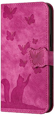 Wuhaizher iPhone 11 Case Butterfly Cat Shockproof PU Leather Wallet Phone Case for Girls with Card Holder Folding Stand Magnetic Scratchproof Protect Flip Cover for iPhone 11, Pink