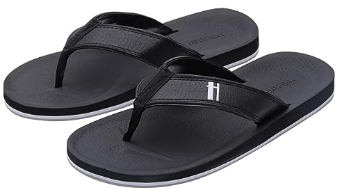 Harssidanzar Herren Zehentrenner,Klassischer String Leichte schnell trocknende wasserdichte Sommer Strand Sandalen KM230EU,Schwarz, Größe 41