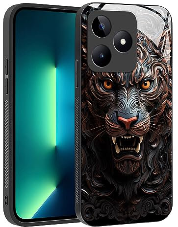 YUXING Funda para Realme C53 - Diseño de Patrón Geométrico Arte Abstracto Vidrio Carcasa, Antichoque Anti-Slip Anti-Scratch Case (Tiger)