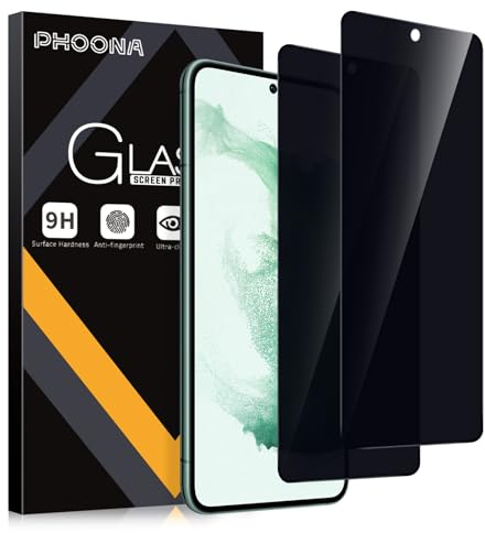 Phoona Protector Pantalla Samsung Galaxy S22 5G 6.1,9H Dureza,Anti-Arañazos,Película Protectora Contra Miradas Indiscretas,Cristal de Privacidad Prueba de Espías,2 Piezas
