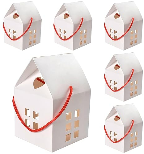 Hayaww 15 Pcs Kraft Kleine Geschenkboxen Kraftpapier Geschenk Box Boxen Aus Kraftpapier SüßIgkeiten Schachtel Kuchen Karton, 8x8x7.5 cm, FüR Diy Geschenk,Hochzeit,Party,Geburtstags Box,GebäCk(weiß)