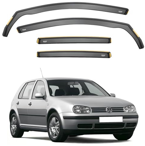 iSpeed Premium Wind Deflectors For VOLKSWAGEN VW GOLF mk4 1997-2004 5 Door Hatchback 4pc - Keep Your Car Ventilated in Rain - Reduce Wind Turbulence - Tinted, In-Channel Type