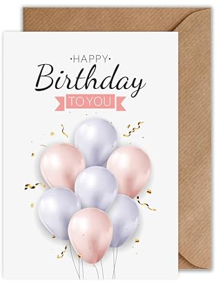 Geburtstagskarte „Happy Birthday to You“ – Edle Klappkarte DIN A6 mit Luftballons & Umschlag – Stilvolle Glückwunschkarte für Frauen, Männer, Kolleginnen & Freunde