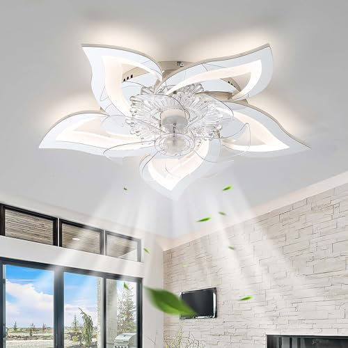 69CM Light Fan Ceiling Modern Smart Timer Ceiling Fan Lights with Remote APP Silent Reversible Fan Light Ceiling 6 Speed Dimmable Bedroom Living Room Lounge with Memory Function-Chrome