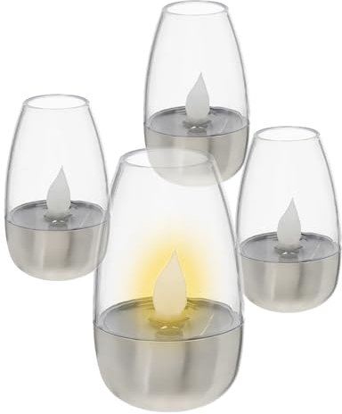 Mini Solar Garten LED Tischlampe 10 x 6 cm - 4er Set - Outdoor Deko Leuchte warm weiß - Garten Balkon Terrasse Beleuchtung für Außen