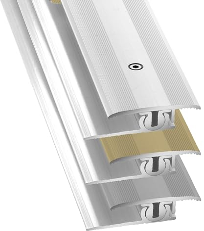 D-TACK Übergangs- & Höhenausgleichsprofil Alu inkl. Schrauben und Dübel | Breite 30 mm | Länge 2,7 m | Silber | Höhenverstellung bis 7 mm universell für alle Bodenbeläge