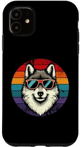 Hülle für iPhone 11 Cooler Retro-Wolf in Sonnenbrille, 70er, 80er, 90er, Neuheit, lustiger Wolf