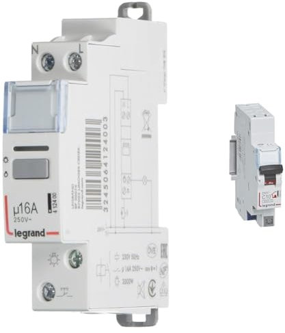 LEGRAND 412400 Relais de verrouillage à pôles simples, silencieux, 16a & Disjoncteur Phase + Neutre 230V DNX³ - Pouvoir de Coupure 3000A - 10A Courbe C