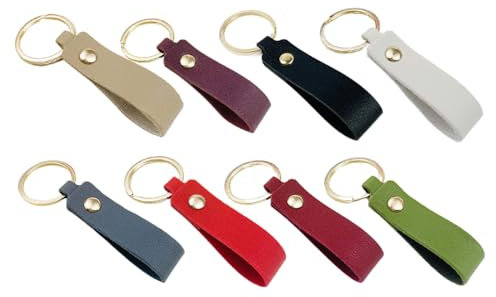 QEQSHQO 8pcs Porte Clés de Voiture en Cuir Porte Clés Courroie Lanière de Poignet Porte Clés de Corde de Suspension de Disque en U Porte Clé Personnalisé Voiture Porte Cles
