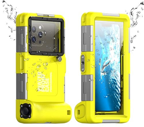 Underwater Diving Phone Case for iPhone 16/15/14/13/12/11 Pro Max & Samsung Galaxy S24/S23/S22 Plus Ultra, Professional [50ft/15m] Snorkeling Swimming Surfing Photo Video Cover (Yellow)