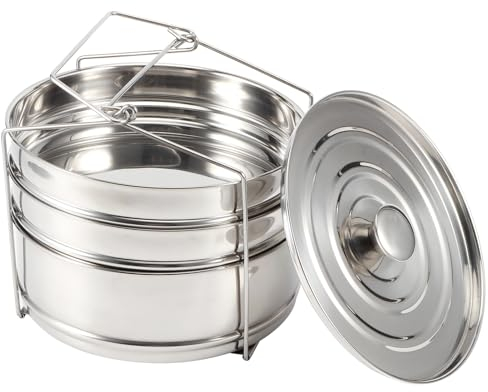 HAOHIZE Steamer for Cooking, Stainless Steel Vegetable Steamer Insert Pans with Handles Accessories Stackable Steamer Baskets Insert Stock Cooker Pot Food Pressure Pot