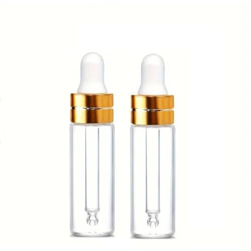 CMJ™ 2 x 5ml CLEAR Glass Bottles Ear Eye Drops Pipette Dropper GOLD SILVER WHITE Lid Aromatherapy Empty