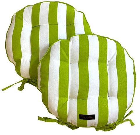 Ragged Rose Galette de chaise d'extérieur circulaire rayée imperméable 40 cm de diamètre (citron vert)