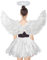Weiß Engel Kostüm Erwachsene,3 Stück Weiß Engel Kostüm Damen ,60cm Engel Flüge,70-110cm Tüllrock Damen,Engel Flügel Damen,Engelsflügel Erwachsene,Tutu-Rock,Engelsflügel Kinder