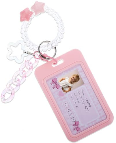 Amaxiu Kpop Fotokartenhalter aus Acryl, Fotokarten Displayrahmen, Kpop Photocard holder, Kpop Fotokarten Organizer mit Schlüsselanhänger, Liebesherz Anhänger für Tischdekoration(Rosa-B)