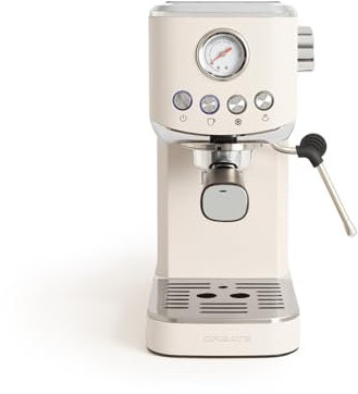 CREATE / THERA CLASSIC COMPACT/Cafetera express blanco roto / 20 bares, semiatuomática, función café frío, brazo doble salida, depósito 1,2L, café molido y monodosis ESE 55mm, con vaporizador, 1350W