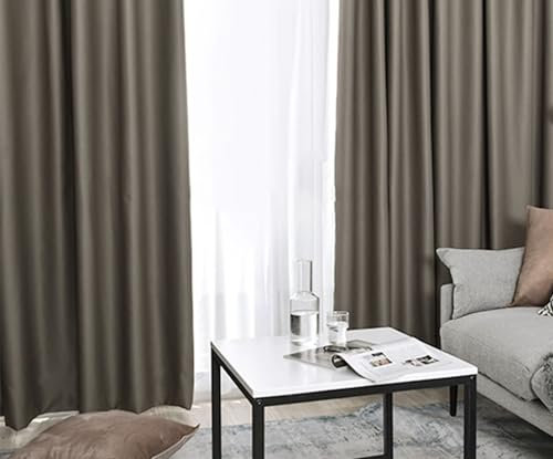 Tende oscuranti moderne, colore tortora con ganci per l'asta, confezione da 2, 86 x 115 cm, per camera da letto, cameretta dei bambini, camera dei ragazzi