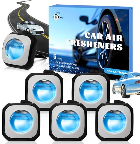 Scent-Hi Lufterfrischer Lüftungsclip, Neuwagen Auto Duft, Auto Lufterfrischer Mit Clip Zur Beseitigung Und Vermeidung Von Gerüchen, 6 Stück x 4ml