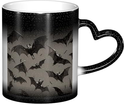 SABFWF Halloween Bats Grey Print Color Changing Mug,Coffee Mugs,Personalized Magic Mug for Home and Office Use