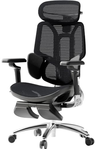 Hbada E3 Ultra Ergonomischer Bürostuhl, großer und hoher Bürostuhl – mit 3-Zonen-dynamischer Lendenwirbelstütze, 360° mechanischen Armlehnen, 4D-Verstellbarer Kopfstütze, Schwarz
