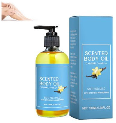 Huile corporelle caramel vanille, huile corporelle après-douche, sérum hydratant parfumé Vanilla Verve pour une peau éclatante, massage complet nourrissant et relaxant (1pcs)
