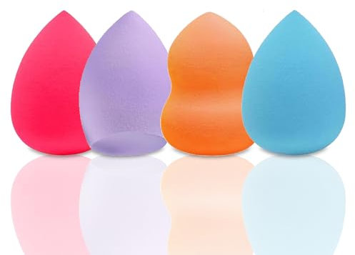 TB1 PRODUCTS Makeup Sponge Set – 4-Pack Multicolor Non-Latex Beauty Blenders for Foundation, Cream & Powder – Soft, Reusable Sponge Applicators for Flawless Wet & Dry Makeup Application