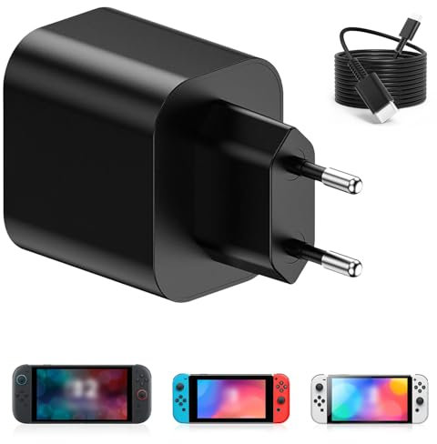 Chargeur pour Nintendo Switch 2, 60W Type C Charger Rapide Compatible avec Switch/ROG Ally/Steam Deck,Support Mode TV Charger Rapide USB Type C Alimentation 20V/3A