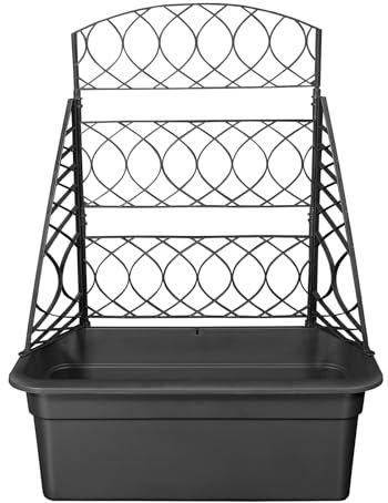 FIXKRAFT Blumenkasten mit Pergola für Kletterpflanzen Anthrazit