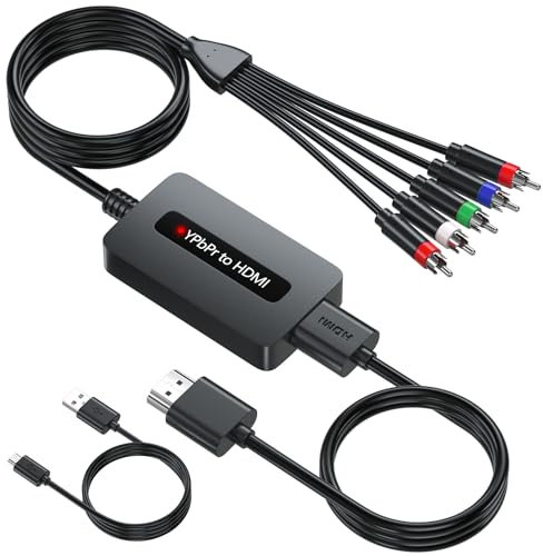 1080P Component to HDMI Converter, YPbPr to HDMI Adapter with Male YPbPr Connector - for Connecting DVD/STB with Female Component Output to HDTVs