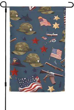 Bandiera a righe rosse e bianche, 30,5 x 45,7 cm, bandiera floreale da giardino, per tutte le stagioni, decorazione da cortile per esterni, spessa per prati