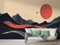 Berg Rote Sonne Tapete, Nordischer Stil Fototapete, Modern Wandpapier, Vliestapete Selbstklebende Wand Deko, Motivtapeten Schlafzimmer Wohnzimmer, 150x100 cm - M-561