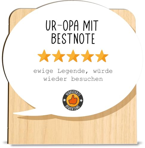 Karte Karte Bewertung Ur Opa Holzkarte - Geburtstagskarte mit Umschlag - liebevoll gestaltete Grußkarte für Ur, schönes Präsent für Angehörige, liebevolle Freunde und Familie, Grußkarte fürs