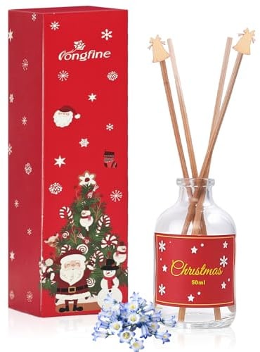 Weihnachten Raumduft, 50 ml Weihnachten Ätherische Öle-Glockenblume | Raumduft Diffuser mit 4 Duftstäbchen, Aromatherapie Duftöl Natürlich Ätherischen Diffuser für Badezimmer Regal Dekoration