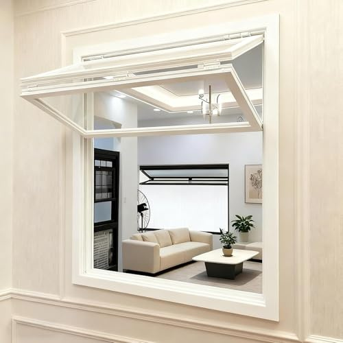 Ventana De Servicio Con Marco De Aleación De Aluminio, Ventana Empotrada De Doble Guillotina, Adecuada For Floristerías, Cafés Y Casas Móviles(White,95x110cm/37.4x43.3in)
