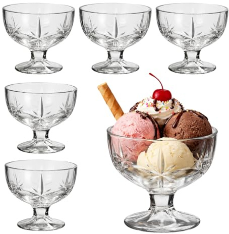 Generico Set 6/12 Coppe Gelato in Vetro 270 ml – Coppette Dessert Eleganti, Coppe per Gelato, Macedonia e Dolci – Vetro Resistente Lavabile in Lavastoviglie, Ideali per Casa e Ristoranti (6) -121200
