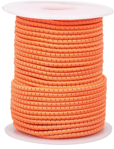 CABODYALS Corda Elastica Riflettente Rotonda Arancione/Rossa da 23.75 m e 2.5mm Resistente Elastica Fosforescente Resistente agli Urti per Cucito Abbigliamento e Lavori Fai da Te