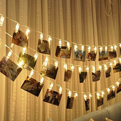 EONANT LED-Foto-Clip, 20 LED-Foto-Schnur-Lichter Batterie betrieben für Haus/Partei/Weihnachtsdekor (Warmes Weiß)
