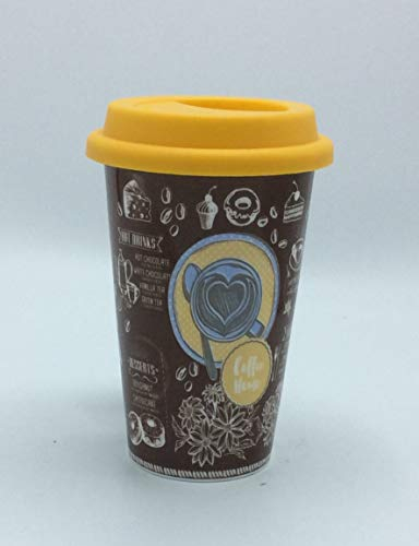 Mendi Mendian Taza de café con Tapa de Silicona 15x9cm