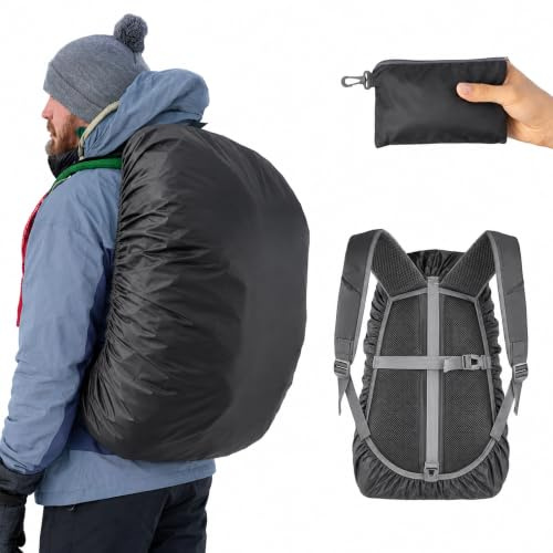 Frelaxy Wasserdichte Rucksack-Regenhülle für (15-90 l), 2019 Upgraded Triple Waterproofing, Anti-Rutsch Cross Buckle Strap, Ultralight Compact Tragbar, für Wandern, schwarz, M (For 25L-35L backpack)