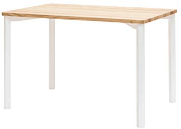 Ragaba TRIVENTI Moderner Esstisch Küchentisch aus Holz - Tischplatte aus Naturholz, Weiß Runde Beine - Rechteckig 120 x 80 x 75cm - Holztisch für Esszimmer, Wohnzimmer, Küche