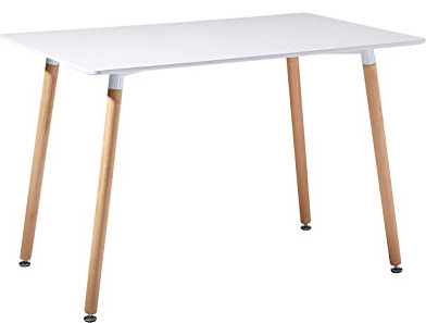 EGGREE Mesa de comedor de madera rectangular, mesa escandinava, diseño de mesa de cocina para 2 4 personas, 110 x 70 x 72 cm, color blanco