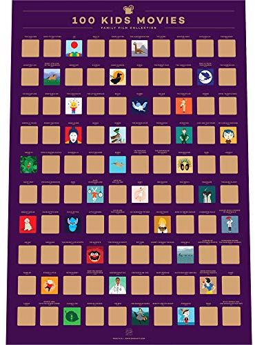 Enno Vatti 100 Kids Movie Scratch Off Poster - Top Family Films of All Time Liste (16,5 x 23,4 Zoll)