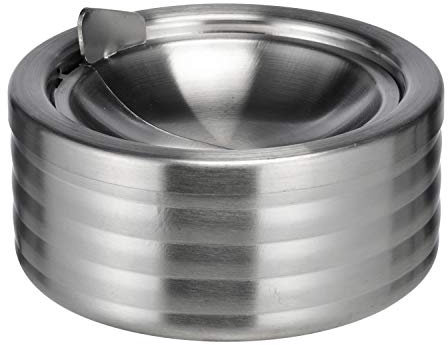 Land-Haus-Shop® 1 Stück Edelstahl Aschenbecher mit Deckel, Windascher mit Klappdeckel Windaschenbecher 11,8 cm Durchmesser