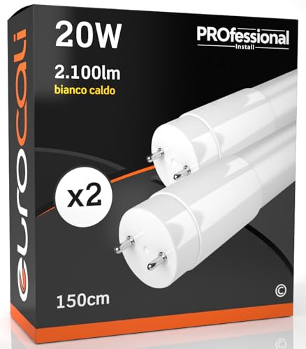 Eurocali 2 x LED-Röhren 150 cm G13 T8 20 W 2100 Lumen - Warmweiß 3000 K - Abstrahlwinkel 160° - Ersatz Neon