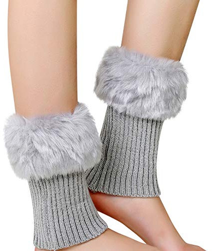 Women Girls Warm Boot Cuffs Short Crochet Cover Ladies Soft Comfortable Socks Cuff Toppers Snow Faux Fur Knitted Short Twist Leg Warmers