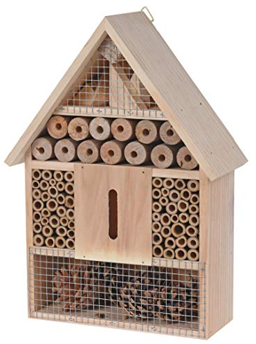 Insektenhotel zum aufhängen 30 x 22 cm - Natur - Insektenhaus aus Holz zum hängen - Bienen Marienkäfer Schmetterling Hotel Haus Nisthilfe