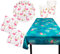 Karneval-Klamotten Flamingo Party Set Sommer Tisch-Dekoartion Geschirr 41 Teile : Teller, Becher, Servietten, Tischdecke