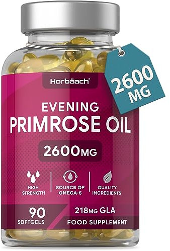 Evening Primrose Oil 2600mg | High Strength with Omega 6 GLA | Pure & Cold-Pressed | 90 Softgel Capsules | by Horbaach